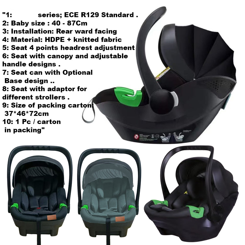 Elite Ergonomic Infant Car Seat Carrier – Stealth Black & Neon