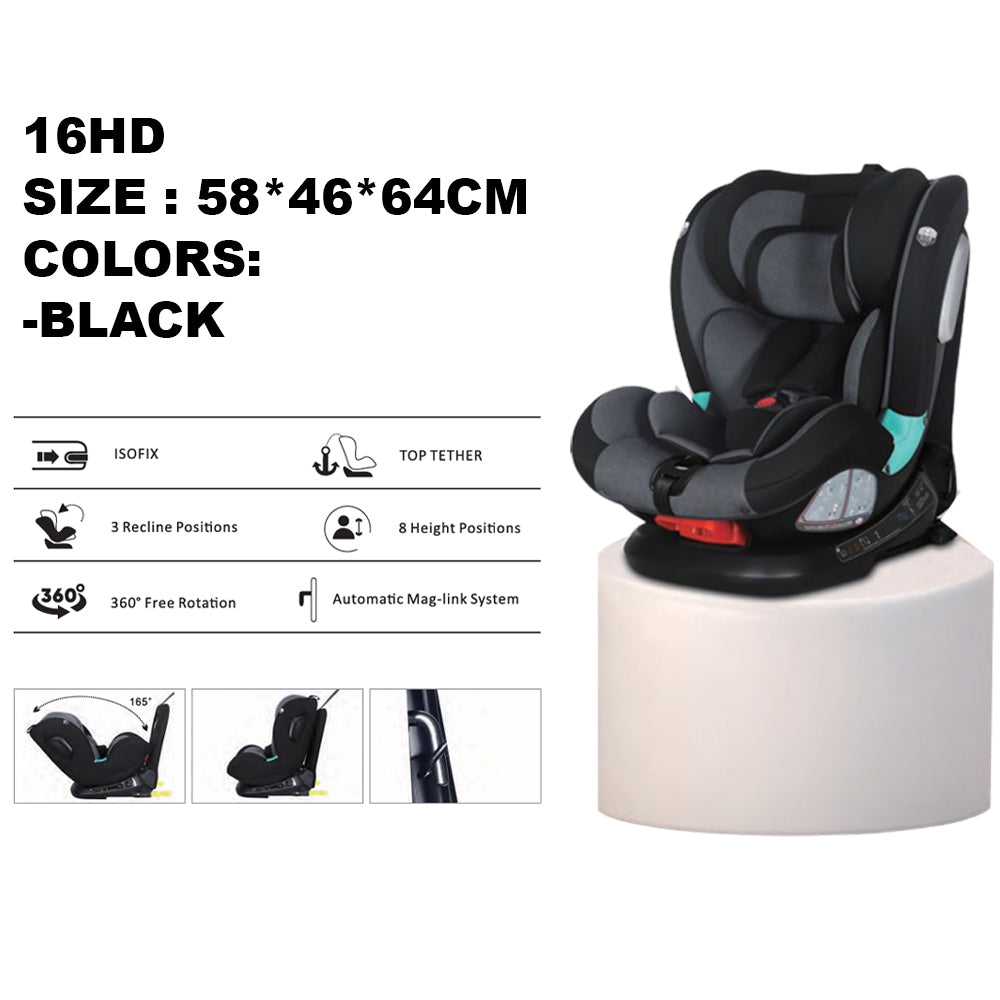 All-Stage Car Seat with ISOFIX & Top Tether – 360° Rotation Reclining Toddler Safety Seat