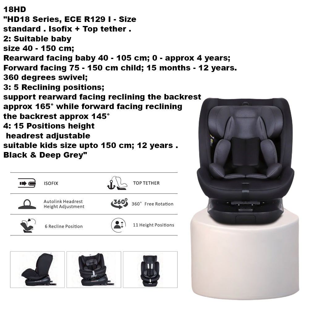 Life-Stage 360° Rotating Car Seat – Infancy to 12 Years Deep Comfort Carrier