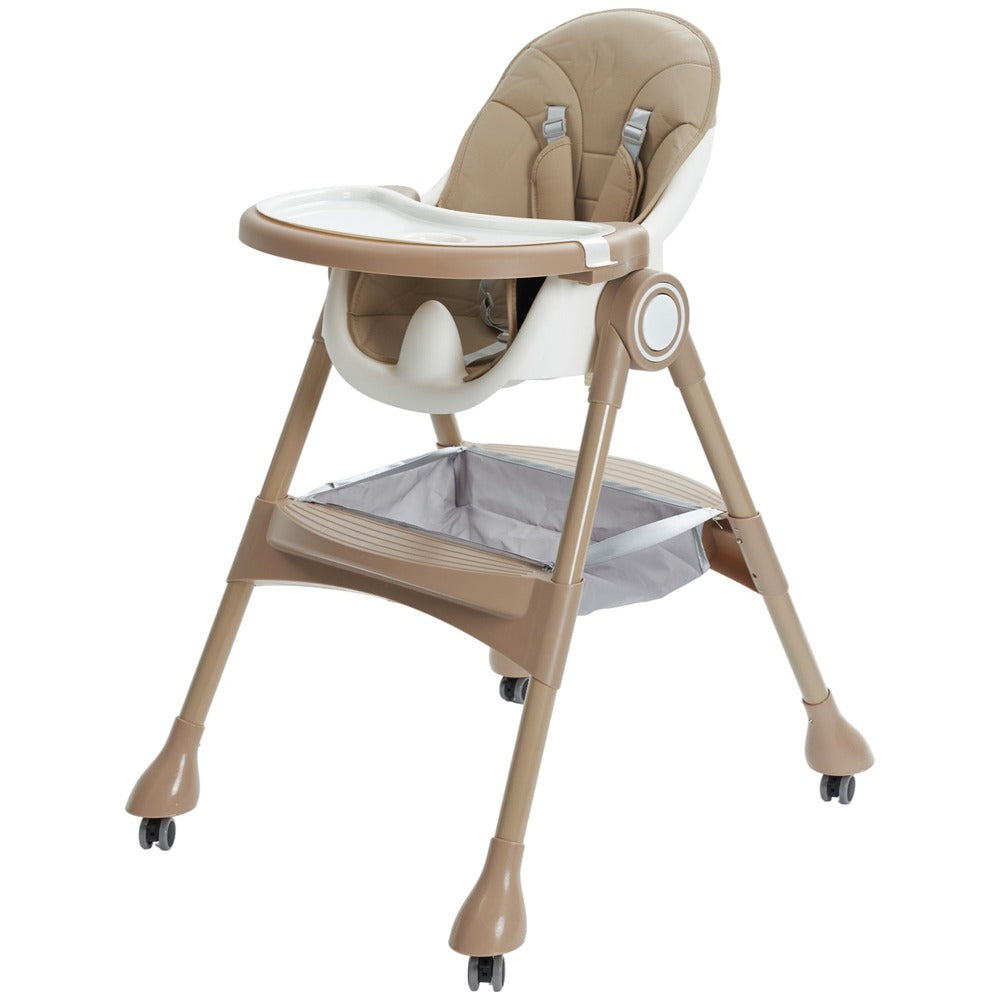 Multi-Stage Convertible Baby High Chair with Removable Tray & Storage Basket