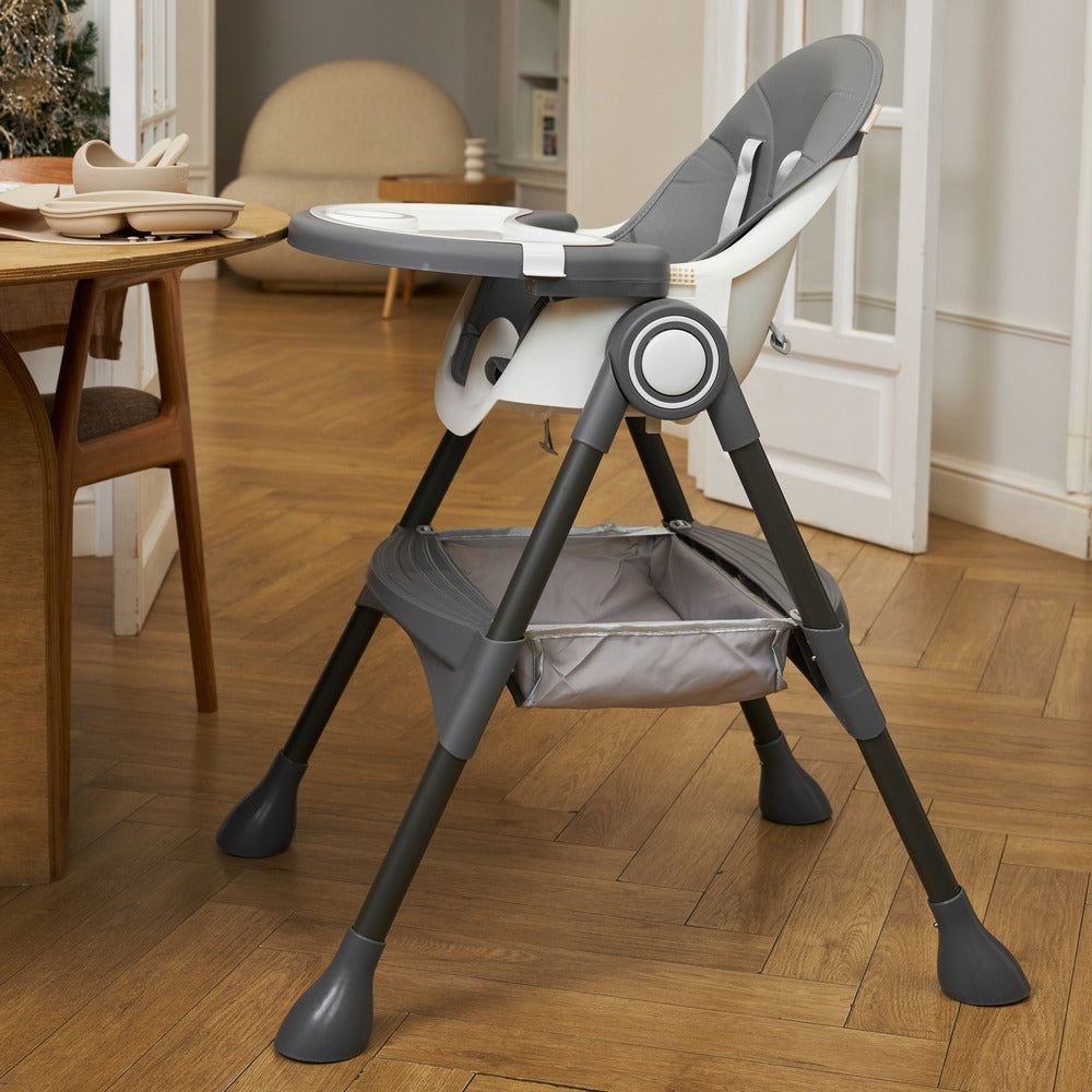 Multi-Stage Convertible Baby High Chair with Removable Tray & Storage Basket