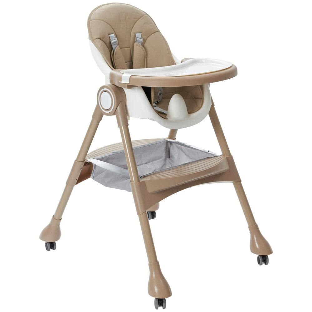 Multi-Stage Convertible Baby High Chair with Removable Tray & Storage Basket
