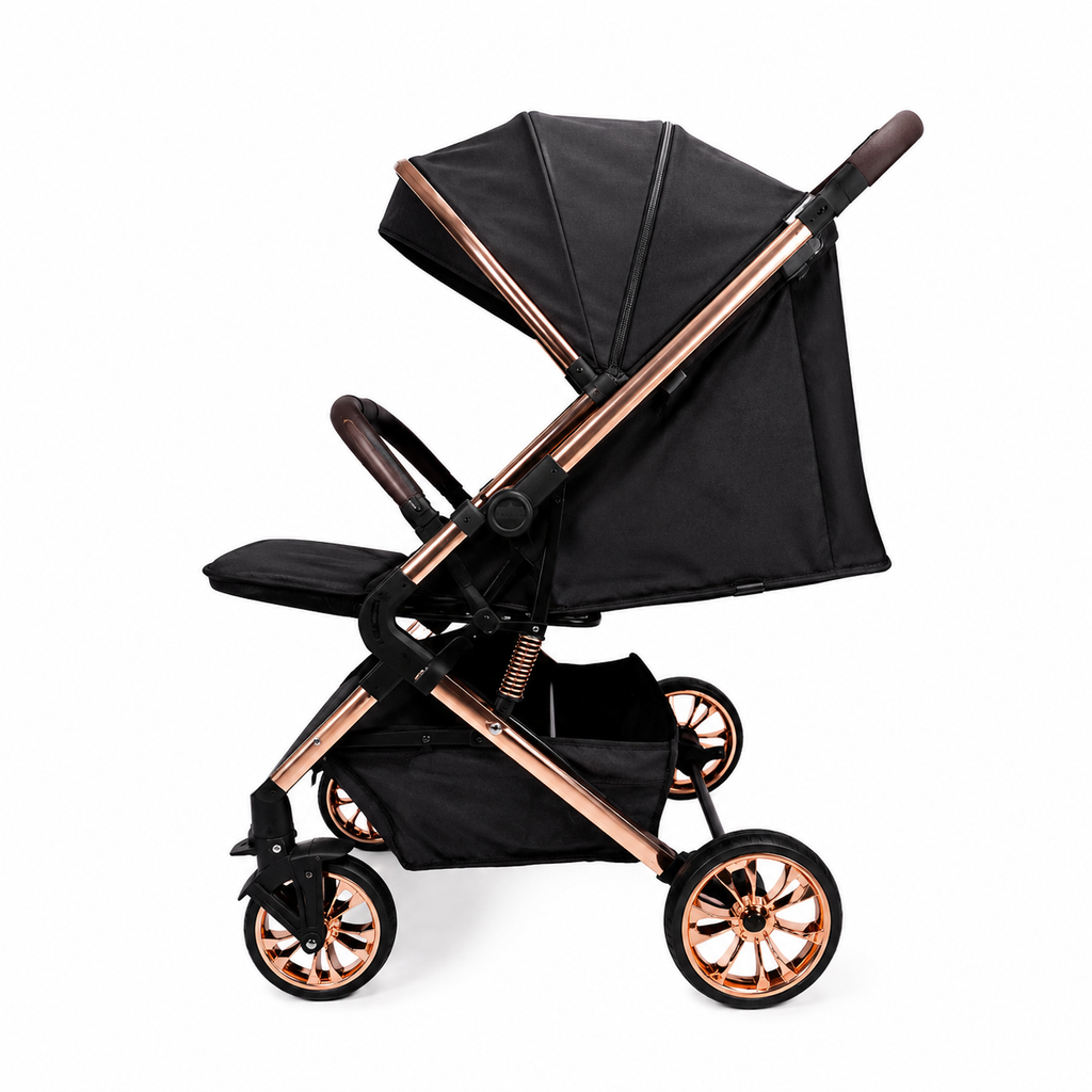 Luxury Rose Gold & Black Baby Stroller