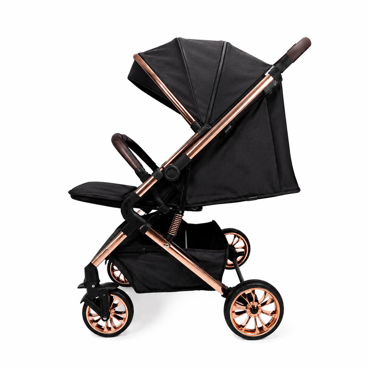 Luxury Rose Gold & Black Baby Stroller