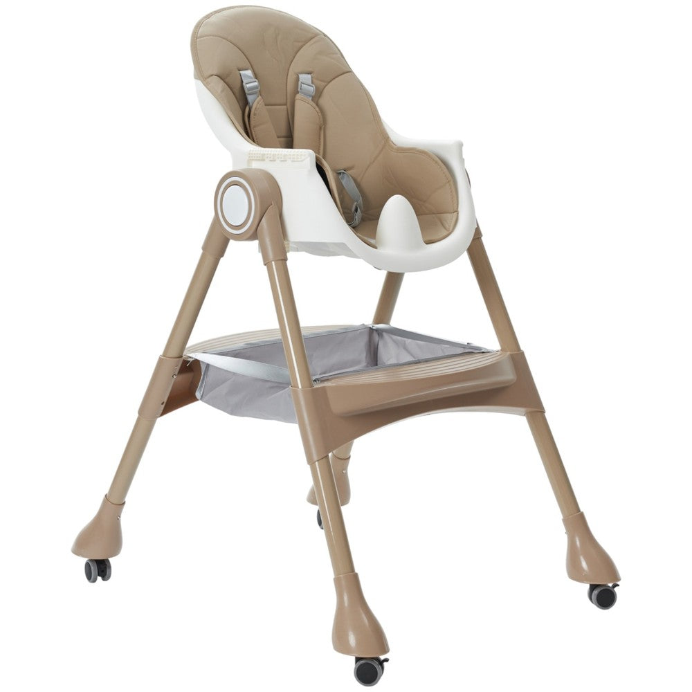Multi-Stage Convertible Baby High Chair with Removable Tray & Storage Basket