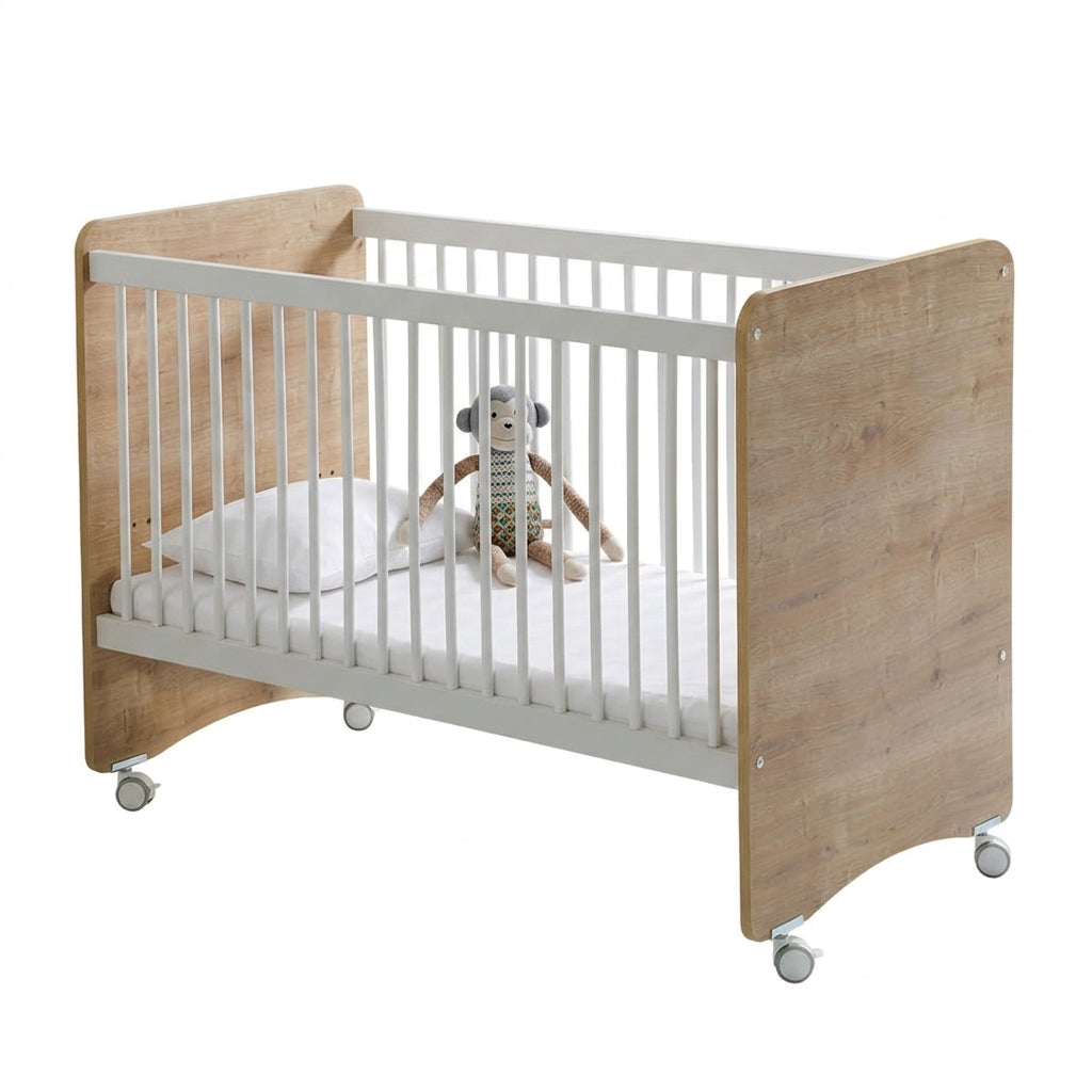 Modern Wooden Baby Cot with Wheels(0 to 4 Years)