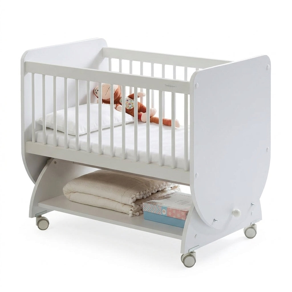 Compact Wooden Baby Cot with Storage Shelf(0 to 4 Years)