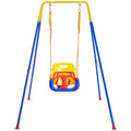 3-in-1 Convertible Kids Swing Set with Foldable Metal Stand