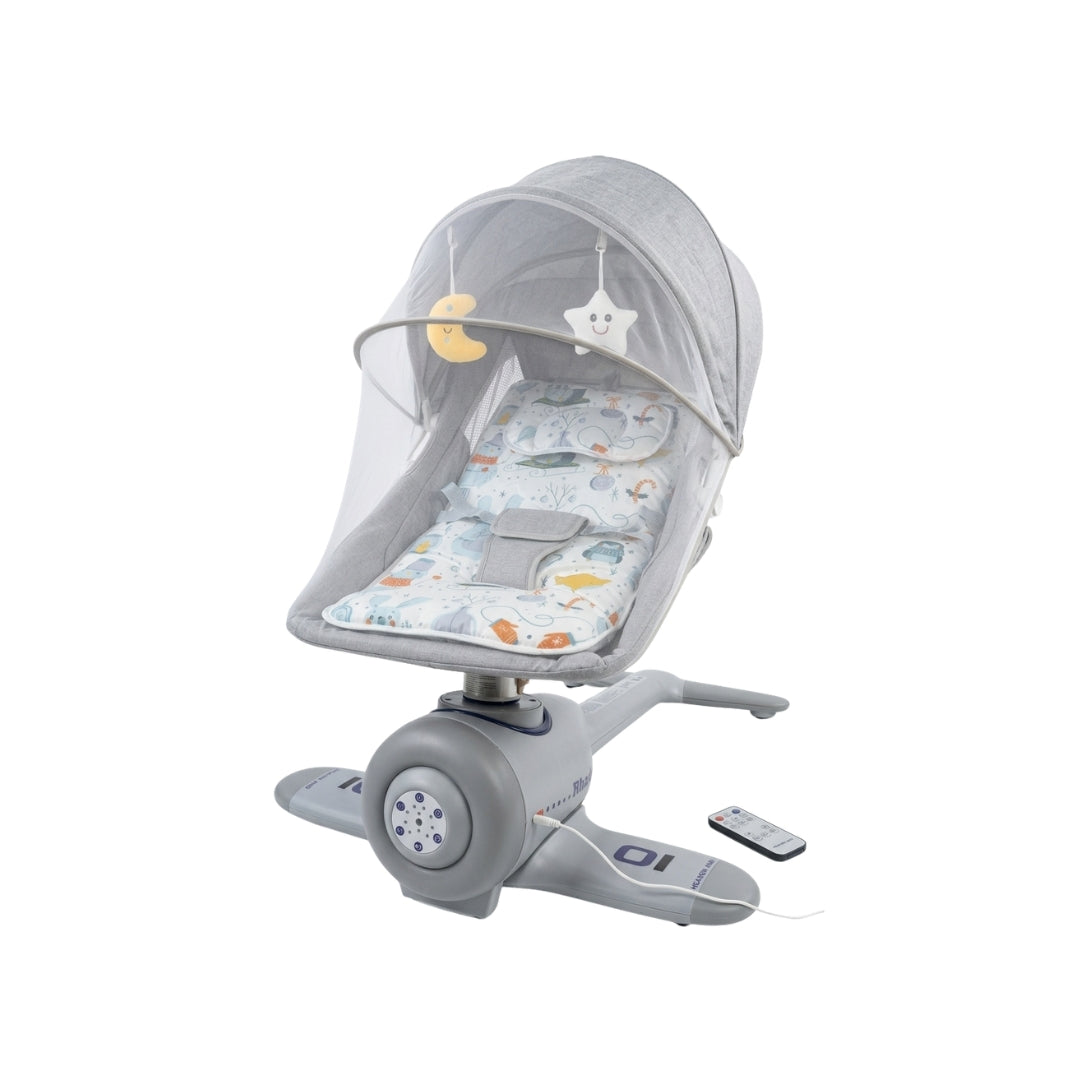 Airplane Electric Baby Swing & Rocker with Bluetooth, Remote Control & Adjustable Backrest