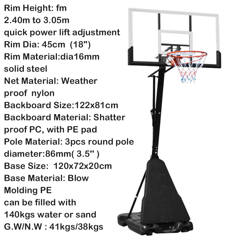 Elite Pro-Style Height-Adjustable Basketball Hoop System