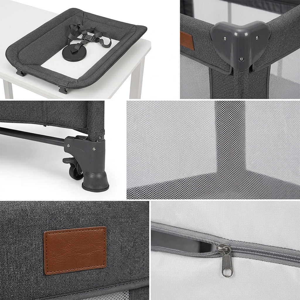 3-in-1 Portable Baby Cot with Changing Table