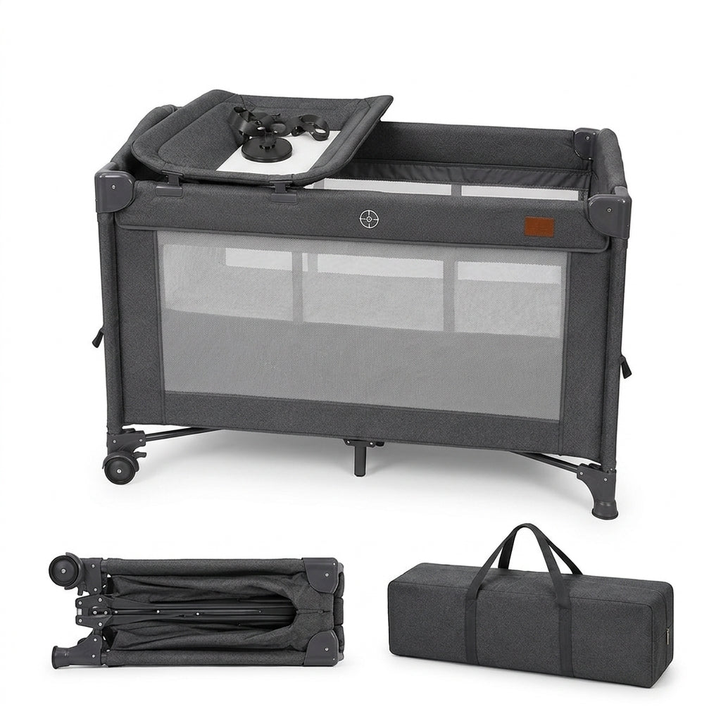3-in-1 Portable Baby Cot with Changing Table
